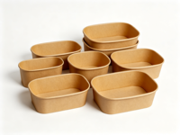 Bol à salade en papier kraft jetable biodégradable personnalisé avec couvercle pour conteneur alimentaire en papier