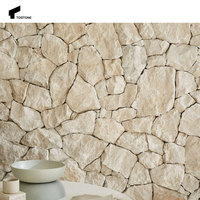 Pierre de parement en pierre calcaire beige naturelle Tostone, durable et économique, pour cheminée de villa de luxe à surface fendue