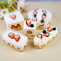 Boîtes à dessert rectangulaires en PS rigide pour emballage de gâteaux et tiramisu, transparentes, vente en gros d'usine