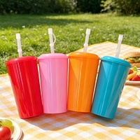 Gobelet en plastique PP 16OZ avec couvercle arqué, gobelet pour enfants réutilisable, possibilité d'imprimer un logo, design de dessin animé, moderne, simple, portable, Chine