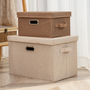 Cotton Linen <b>Storage</b> <b>Box</b> With Lid Foldable Rectangle Clothing Organizer Fabric Toy <b>Storage</b> Drawer Wardrobe Organizer - Product Image 1