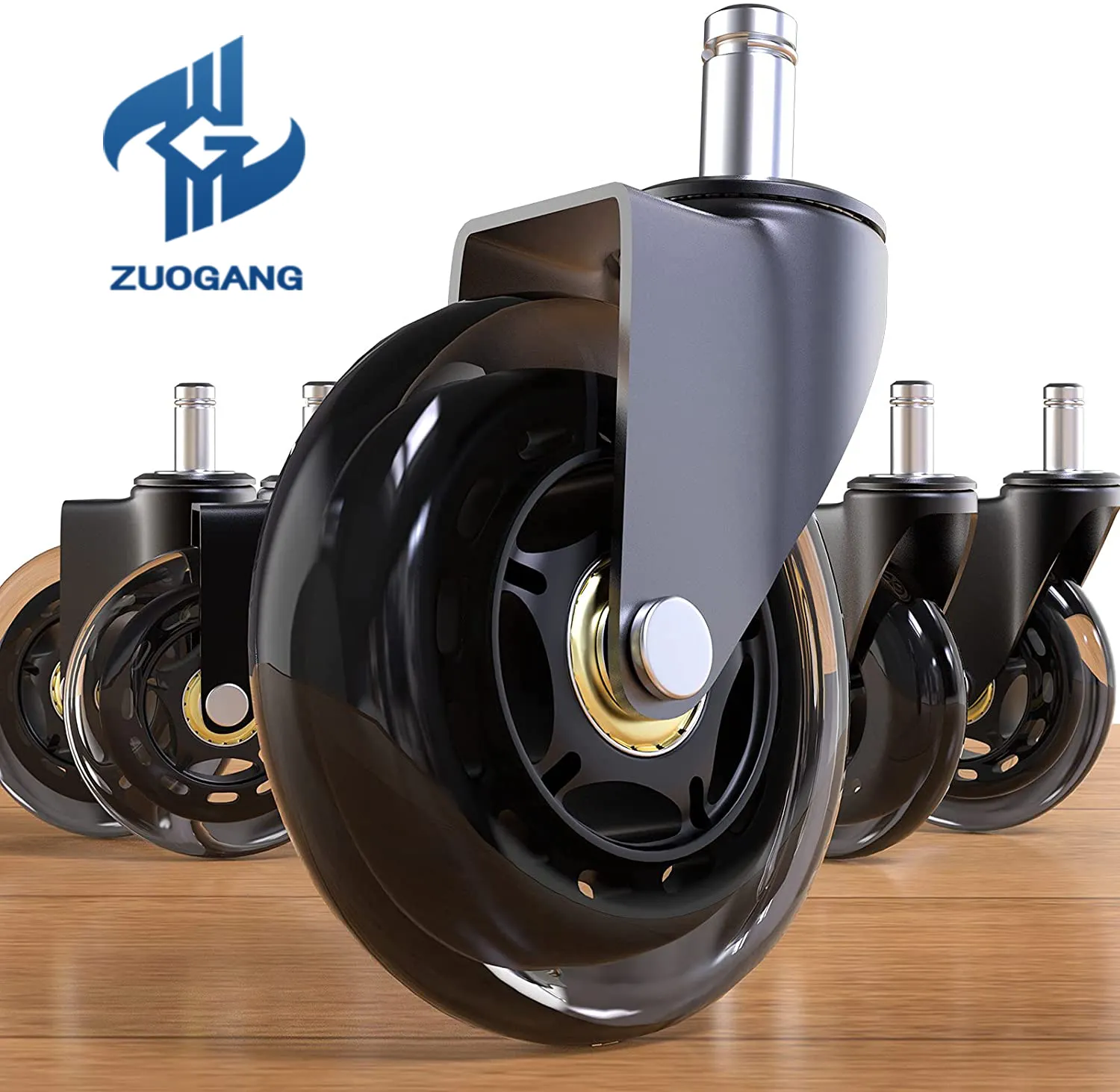 Zuogang Custom Pu Caster Wheel Trolley Caster Wheels 6 Inch For Office Chairs