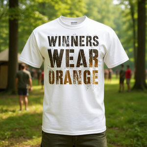 T-shirt promotionnel vintage pour gagnants, couleur orange, pour camp d'été, jeu de guerre, match d'équipe - Product Image 2
