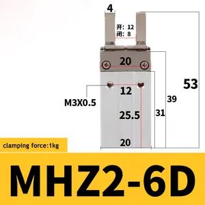 Hongmi silindir SMC tipi MHZ2-10D MHZ2-16D paralel pnömatik hava tutucu pençe silindir