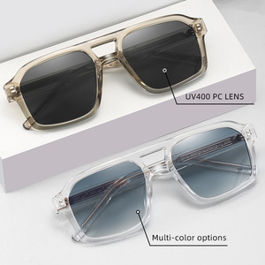 Occhiali da Sole Classici alla Moda Personalizzati ODM OEM con Protezione UV, Montatura Rettangolare Retrò Unisex con Doppio Ponte - Product Image 4