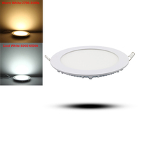 Panneau lumineux LED encastrable carré ou rond, boîtier en aluminium, design fin, 12/18/24W