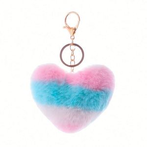 Heart-Shape Pom <b>Puff</b> Ball Plush Keychain Purse Keyring <b>Bag</b> Accessories for Handbags Stocking Promotion Gift - Product Image 1