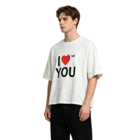 T-shirt surdimensionné déchiré et imprimé, personnalisable avec logo, 100 % coton, pour homme, style streetwear, coupe carrée