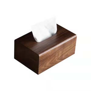 Caja de pañuelos de madera, caja de pañuelos de madera de nogal negro, caja de pañuelos retro de palisandro, caja de almacenamiento de pañuelos para hoteles y restaurantes - Product Image 2