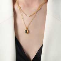 Collier pendentif en perles d'eau douce naturelles, chaîne en acier inoxydable 18 carats, perles dorées exquises, bijoux Bingxin