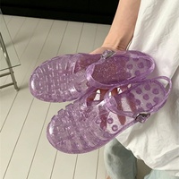XIXITIAO Sandales en cristal en gros pour femmes, plates, antidérapantes, en PVC, style romain, pour l'extérieur, prêtes à expédier (RTS)