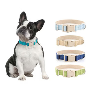 Kalung Hewan Peliharaan dari Katun Linen Ramah Lingkungan, Kalung Anjing yang Dapat Disesuaikan dengan Gesper Lepas Cepat - Product Image 2