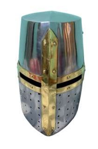 Casco Medieval de Latón Hecho a Mano, Armadura de Caballero de Acero y Latón para Recreación Histórica, Cosplay o Exhibición - Product Image 3