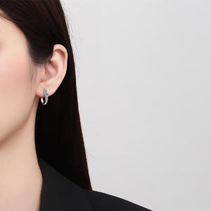 GRA Certified <b>Wedding</b> Real Moissanite Diamond Hoop <b>Earrings</b> 925 Sterling <b>Silver</b> Luxury Jewelry - Product Image 2