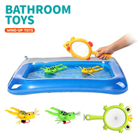 Jeu de pêche pour le bain, ensemble de jouets à remonter avec filet de pêche, jouet éducatif précoce pour enfants, pour salle de bain, piscine, jeux aquatiques d'été