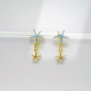 ต่างหูเงินแท้ 925 ดีไซน์เก๋ ทันสมัย สไตล์ฮิปฮอป เคลือบสี สไตล์เกาหลี รูปทรงเรขาคณิต สำหรับสาวๆ รูปดาว ราคาโรงงาน - Product Image 1