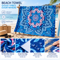 Serviette de plage et de voyage personnalisée en microfibre écologique, moderne, séchage rapide, respirante, avec logo par sublimation, design lumineux et tendance