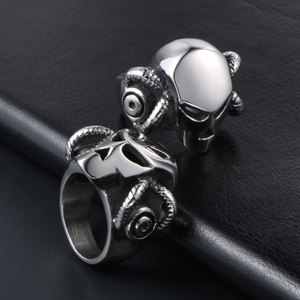Men's Steel Ram Horn Mask Ring SA556 <b>Marvel</b> IP Cartoon Design Jewelry <b>Gift</b> - Product Image 4