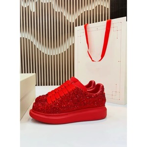 Nuevas Zapatillas Unisex de Suela Gruesa y Caña Alta con Diseño Degradado de Purpurina, Cordones de Diamantes de Imitación y Característica Desechable - Product Image 5