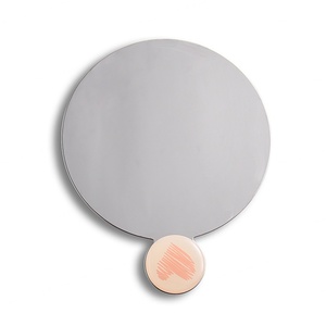 Miroir de poche en acier inoxydable rose avec étui en cuir pour maquillage, vente en gros - Product Image 6