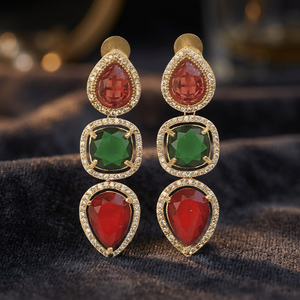 Boucles d'oreilles pendantes en laiton imitation perle, style vintage classique, plaqué or 18 carats, zircon, bijoux en pierres précieuses authentiques, laiton mat - Product Image 2