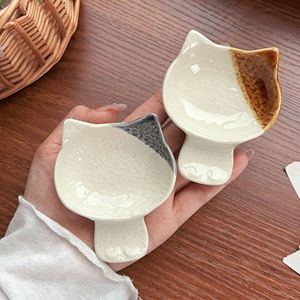 Di alta qualità Design bianco e Beige gatto carino grazioso piatto in ceramica porcellana piatto di immersione per la <span class=keywords><strong>cucina</strong></span> di gnocchi di pasta di Sushi - Product Image 4