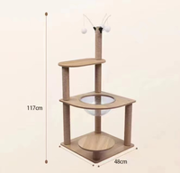Arbre à chat en bois de luxe, écologique et sûr, multi-niveaux, avec capsule transparente, tour pour chat, maisonnette pour chaton en bois et griffoir en sisal