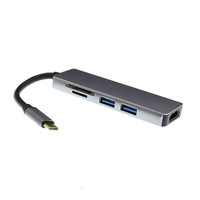 Hub USB Type C 5 en 1 de haute qualité en gros avec lecteur de carte HDMI 4K 30Hz, SD, TF, USB 3.0, USB 2.0 pour MacBook Pro