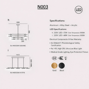 Lámpara Colgante LED de Cristal de Lujo Nórdico, 3000K Blanco Cálido, 2 Años de Garantía, Sala de Estar, Moderna, Minimalista, Pantalla Acrílica, 50000 Horas - Product Image 4