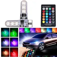 T10 étanche W5w 501 voiture Wedge côté lumière Bulb-6SMD 5050 rvb LED télécommande (pas de batterie) stroboscope Flash Wedge lampe ampoule