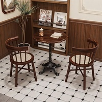 Chaise de salle à manger classique chinoise en bois massif, style rétro, pour restaurant, café, avec petite table ronde