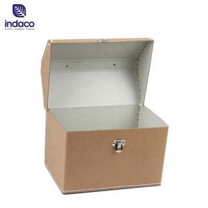 Retro house shaped kraft paper hand-held luggage, custom printed cardboard gift <b>box</b>, recyclable luggage for children's toys and - Product Image 3