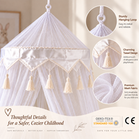 Moustiquaire de lit suspendue pliable en forme de dôme avec franges, rideau de lit en maille légère à porte unique, installation facile, moustiquaire pour enfants