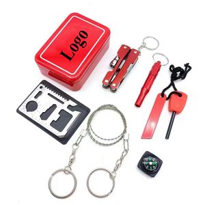 Custom Logo Printed Red Outdoor Survival <b>Box</b> with <b>Metal</b> Storage Emergency Supplies & <b>Tools</b> (9.5x6.5x3cm) - Product Image 1