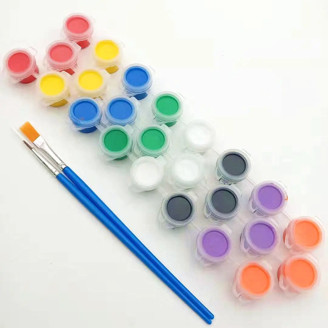 Xinbowen Factory 8 colori 3ML Set di pentole per pittura acrilica vernice acrilica atossica con pennello
