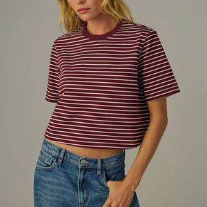 เสื้อยืดทรงบ็อกซ์โอเวอร์ไซส์คุณภาพสูง แฟชั่นสตรีทแวร์ เสื้อยืดครอปวินเทจ ผ้าฝ้าย เสื้อยืดเรียบแบบกำหนดเอง เสื้อยืดทรงบ็อกซ์ครอป - Product Image 1