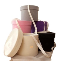 Boîte cylindrique en carton pour bouquet de roses fraîches, emballage cadeau de luxe personnalisé avec décoration florale, boîte cadeau en velours pour la Saint-Valentin