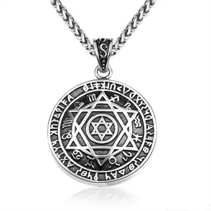 Thời Trang Vintage Talisman Seal Solomon Sáu Điểm Sao Vòng Cổ Mặt Dây Chuyền Mens Mát Mẻ Quẻ Thép Không Gỉ Sao Của David Vòng Cổ - Product Image 4