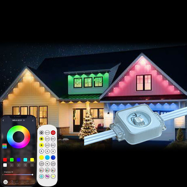 Outdoor Permanent Christmas Light RGB Smart Wifi Remote App LED Point Pixel Light Party Holiday Building House Stair Fence Decor