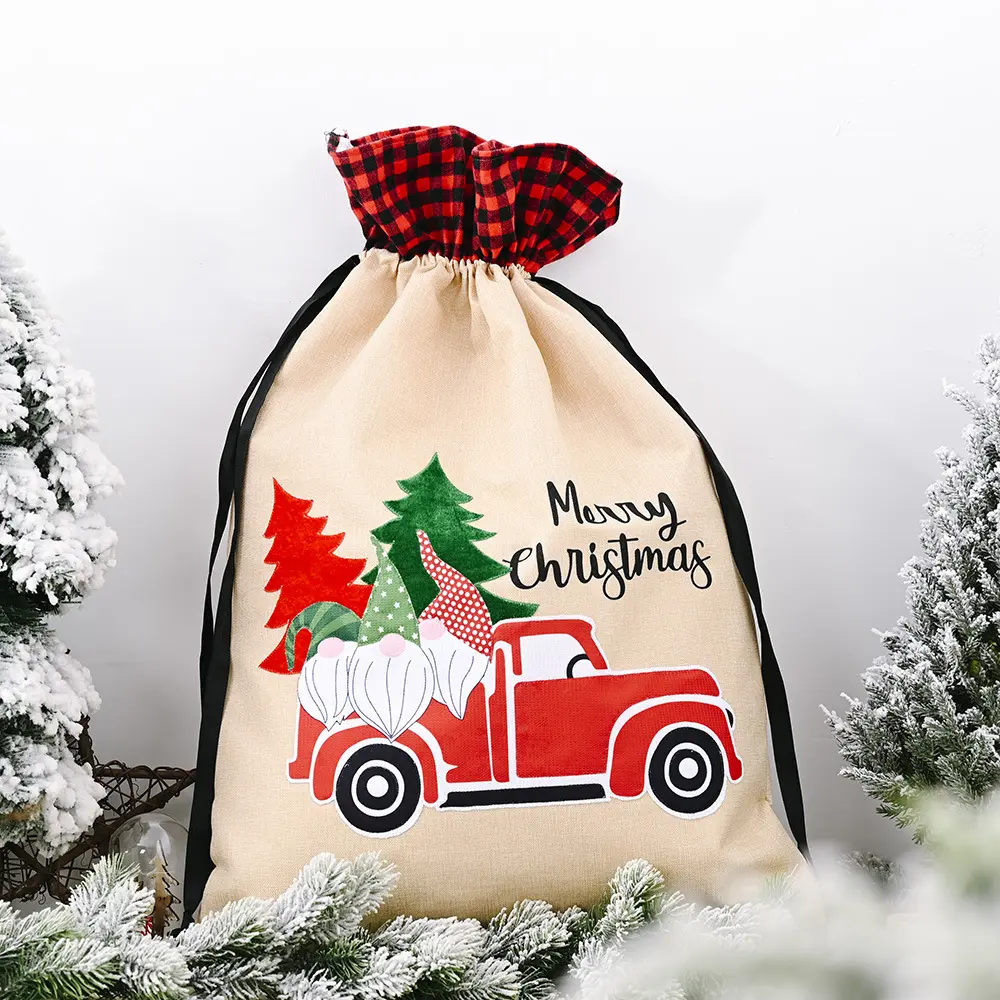 Большие рождественские мешки с Санта-Клаусом, рождественские мешки с Санта-Клаусом, большие размеры, персонализированные детские мешковины, рождественские подарочные сумки с кулиской