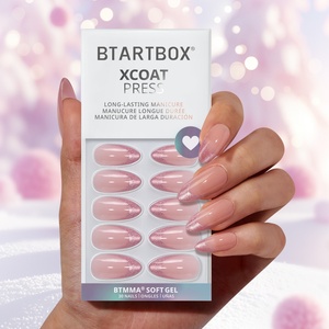 Kit de Uñas Postizas de Gel Suave Personalizadas, Almendradas Medianas, Hechas a Mano, con Punta Francesa y Efecto Ojo de Gato Rosa Brillante, Venta al por Mayor - Product Image 1
