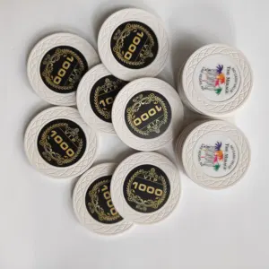 Sublimation hybrid web 39mm 43mm ceramic poker chip with labels inlay