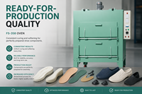 Four à circulation d'air chaud industriel à double couche de type tiroir FS-358 avec contrôle PLC, système de chauffage 380V pour le positionnement des semelles intérieures en EVA