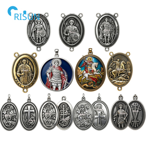 Pendentif Médaillon Personnalisé Saint George, Pièce Centrale de Chapelet, Breloque, Collier, Médaillon, pour les Catholiques Religieux, Saint George Patron, Matiel - Product Image 1