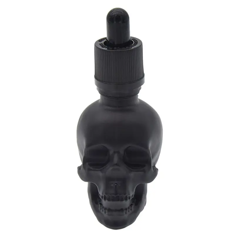 Flacon compte-gouttes en verre avec imprimé de crâne noir givré, de 30ml, 60ml, 120ml