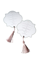 Ensemble de cartes de mariage personnalisées découpées sur mesure avec invitation à pompon, RSVP et menu inclus, imprimées en sérigraphie sur papier couché, estampées à chaud, fabriquées en Chine