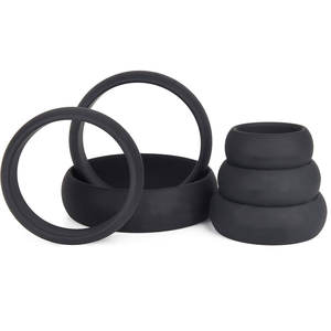 <span class=keywords><strong>6</strong></span> Verschiedene Größen Schwarze Penisringe - Medizinisches Silikon 100% Wasserdicht Echtes Hautgefühl Penisringe - Besserer Sex - Product Image 5