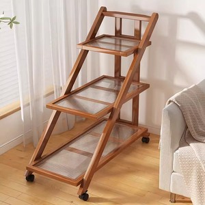 Multi-tiered <b>storage</b> shelf, bookshelf, floor-standing multi-functional snack <b>cart</b>, living room clutter, movable side table - Product Image 4