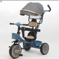 Tricycle 4-en-1 pour enfants avec poignée de poussée et auvent - Tricycle réglable avec panier de rangement et siège confortable