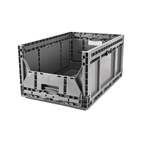 ZNPLAST Conteneur pliable en plastique solide de norme européenne, caisse de stockage empilable à porte rabattable pour charges lourdes